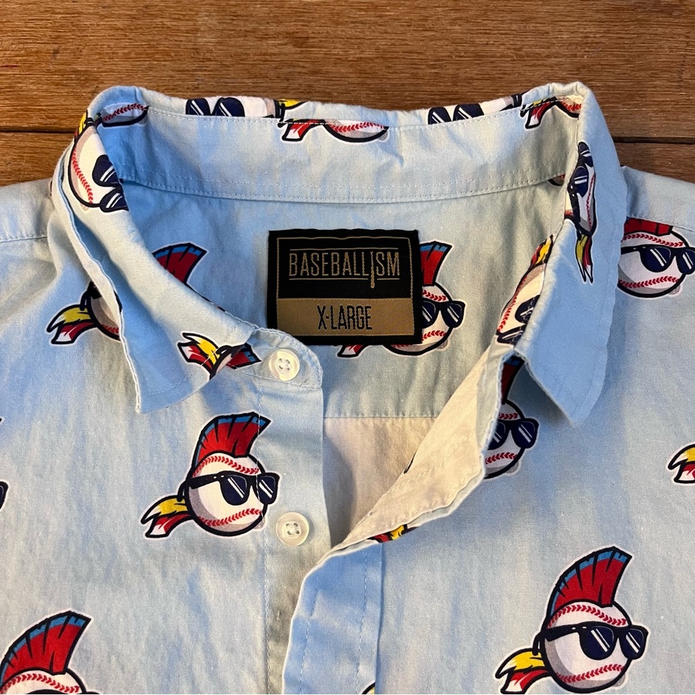 Men Baseballism Stylish Baseball Patterned Shirt … - image 2